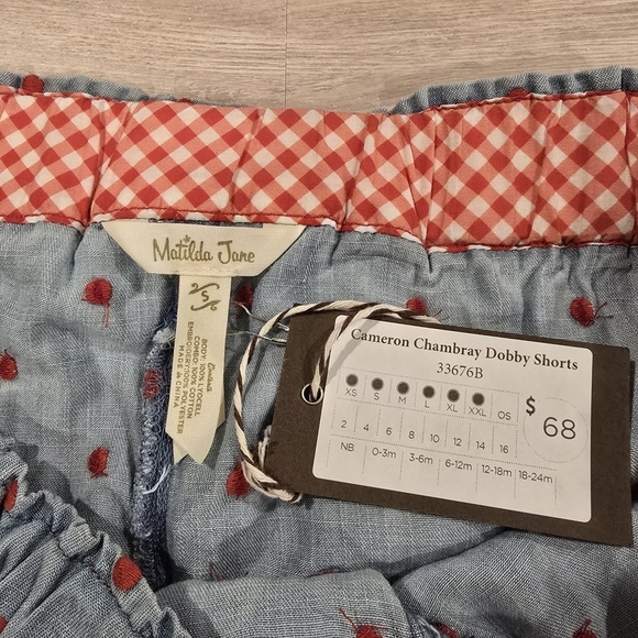 New Matilda Jane Enchanted Garden Cameron Chambray Dobby Tassle Tie Shorts Small - Picture 6 of 12